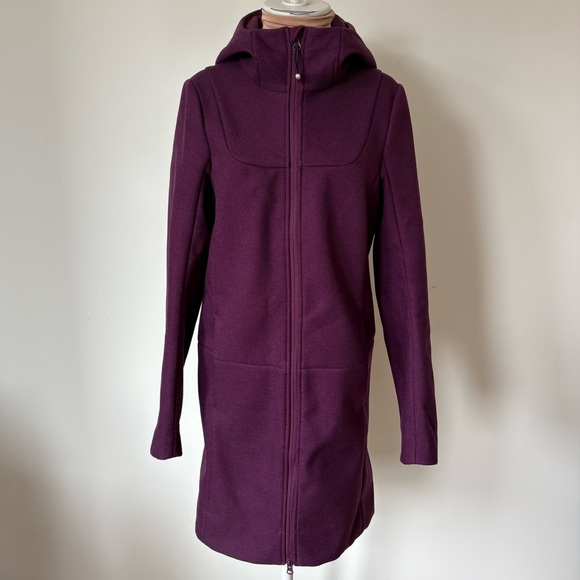 Lululemon City Softshell Tweed Plum Purple Hooded Fleece Lined Coat EUC Size 4 - Picture 8 of 15